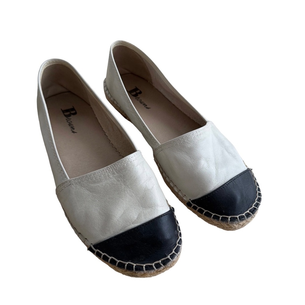 Black and White Leather Espadrilles for Women